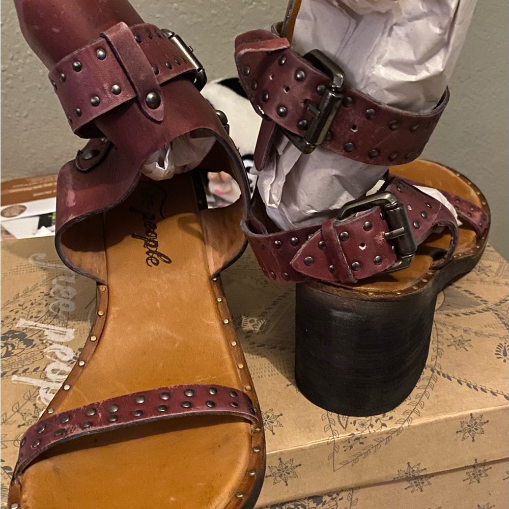 Free People Burgundy Studded Women's Sandals